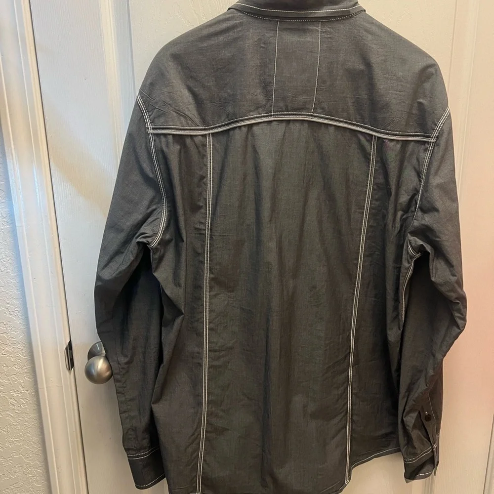 🔥 BKE Gray Denim Western Button Up Shirt XL Long Sleeve Casual Work Cowboy Rodeo